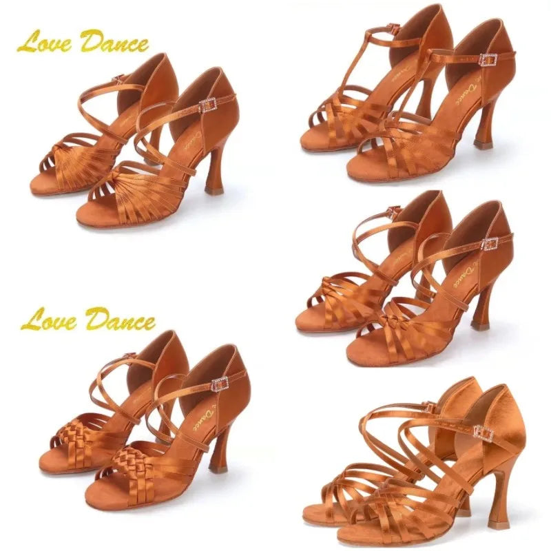 Chaussures de danse latine SW pour femmes, talon moyen, semelle souple, pour débutantes, compétition, performance et audition