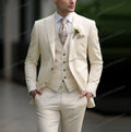 Costume ivoire pour hommes, Tuxedos d'affaires pour occasions formelles, marié, fête de mariage, bal de promo, ensemble 3 pièces, Blazer, gilet, pantalon