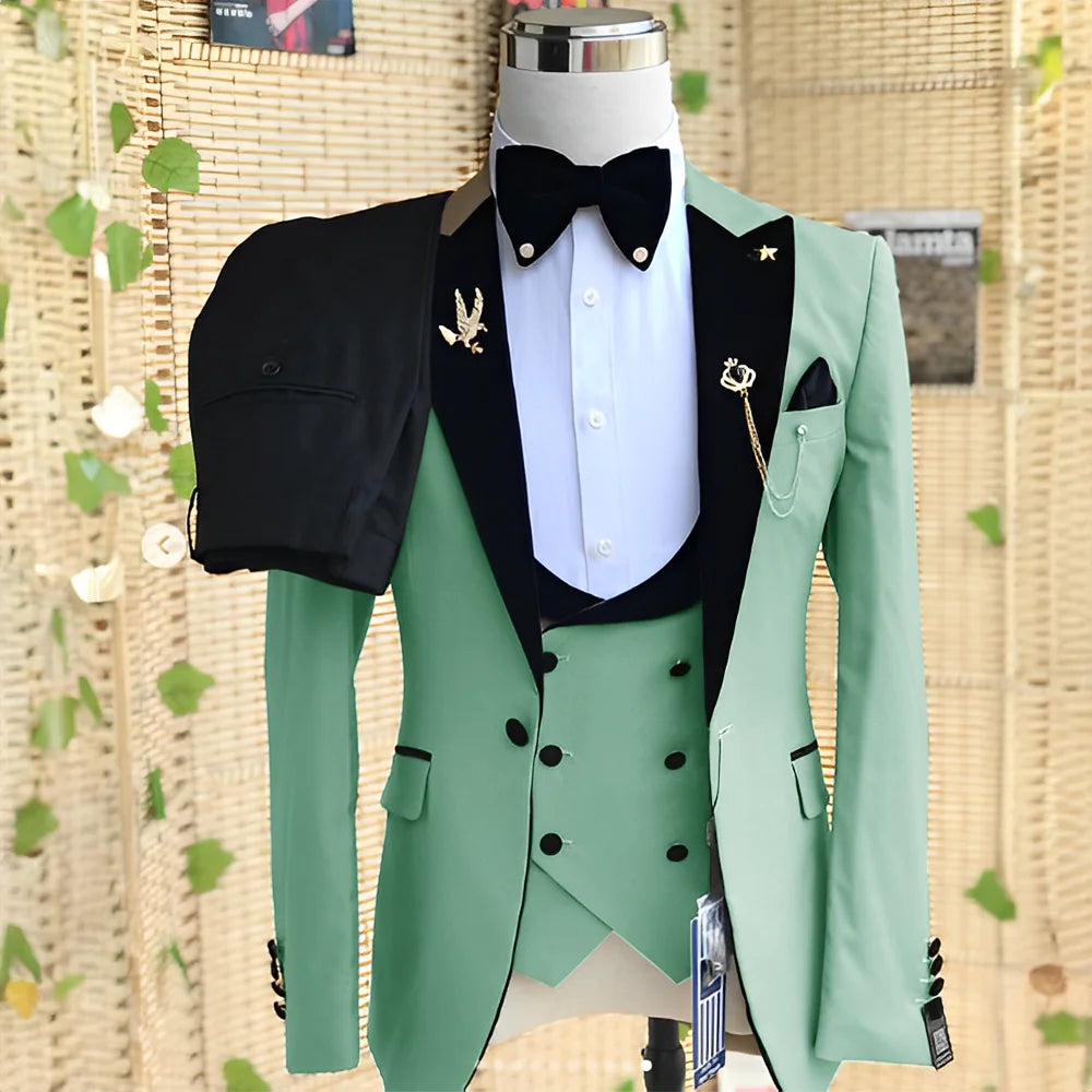Ensemble de costume 3 pièces pour hommes de mariage (veste pantalon gilet) smoking de marié Blazer formel costume élégant pour hommes