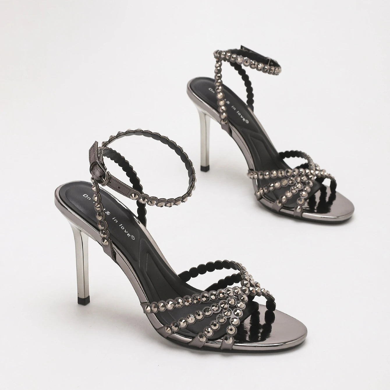 Sandales à talons hauts pour femmes, charmantes, avec strass transparents, chaussures de soirée, chaussures de mariage, chaussures à talons aiguilles, chaussures en cristal, chaussures de banquet, grandes tailles 34-42