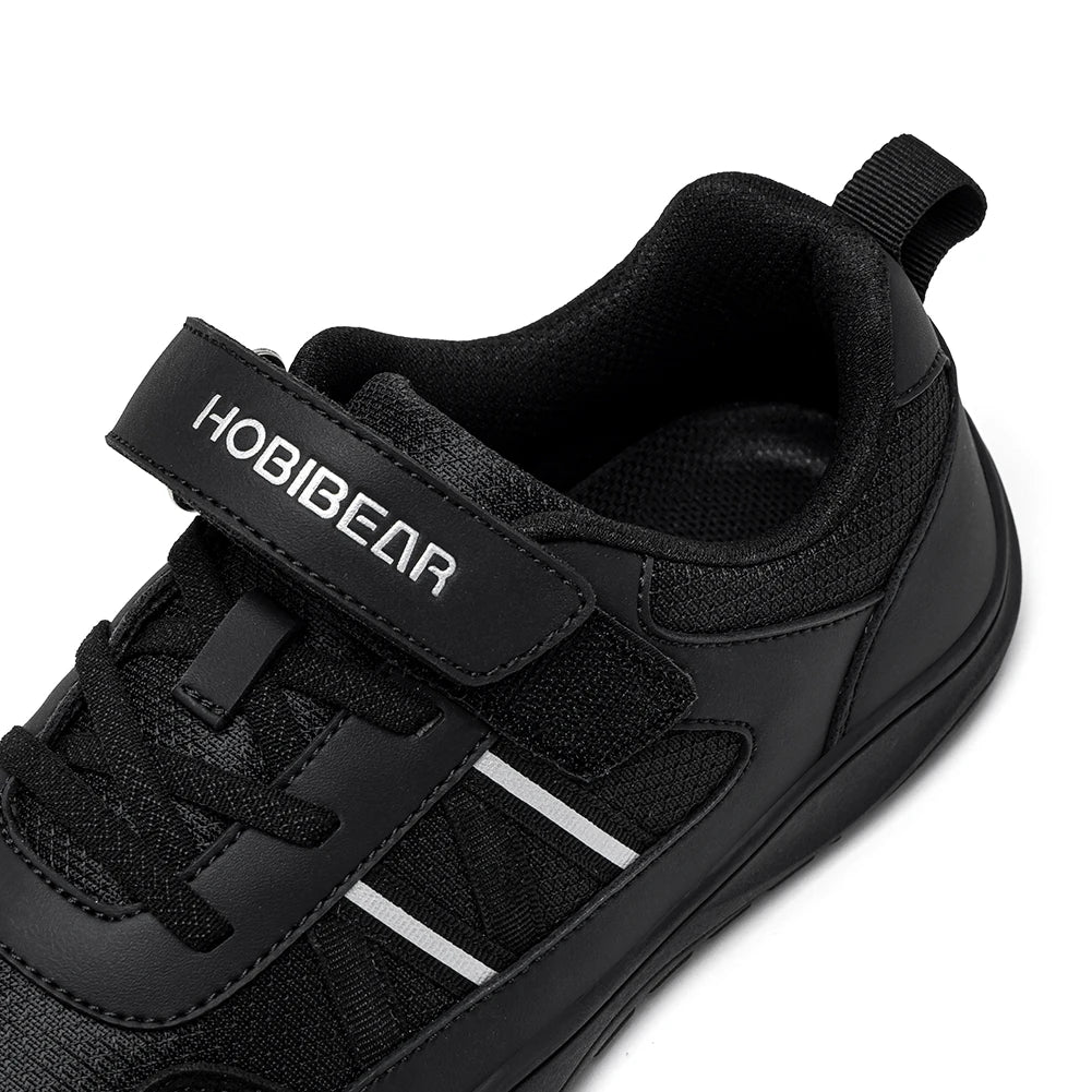 HOBIBEAR Chaussures larges pour enfants, baskets légères en cuir synthétique à scratchs, style pieds nus, zéro drop, pour la marche