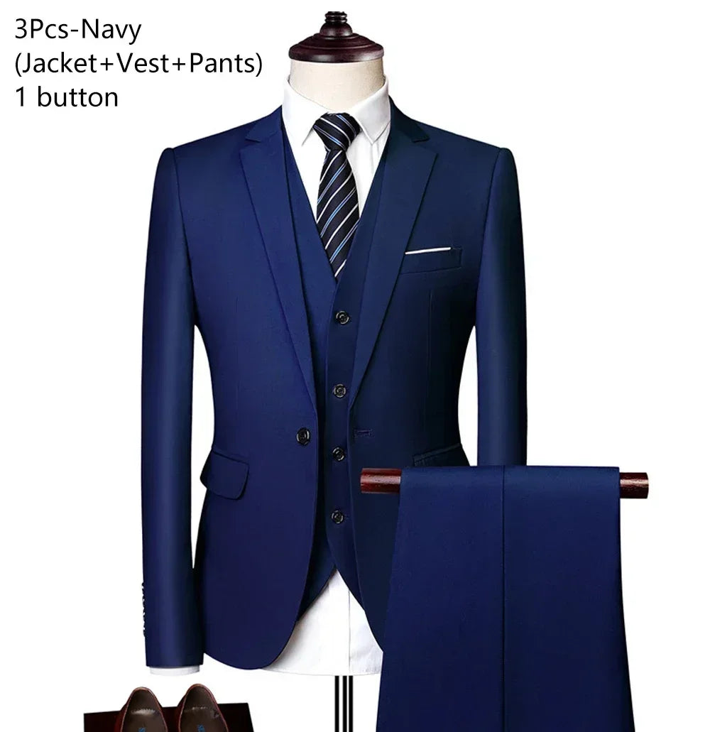 Costumes pour hommes élégant mariage 3 pièces Blazers tenue 2 ensemble vestes gilet pantalon complet 2025 mode classique affaires formel