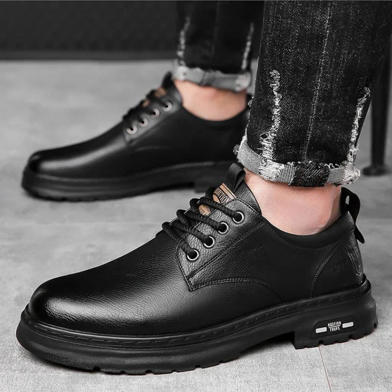 Chaussures en cuir décontractées pour hommes, chaussures De styliste tendance à plateforme assorties avec tout, chaussures d'affaires respirantes en cuir Zapatos De Hombre