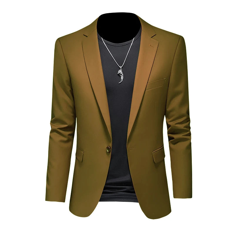 Boutique de mode couleur unie haut de gamme marque décontracté affaires hommes Blazer marié robe de mariée Blazers pour hommes costume hauts Jacke manteau