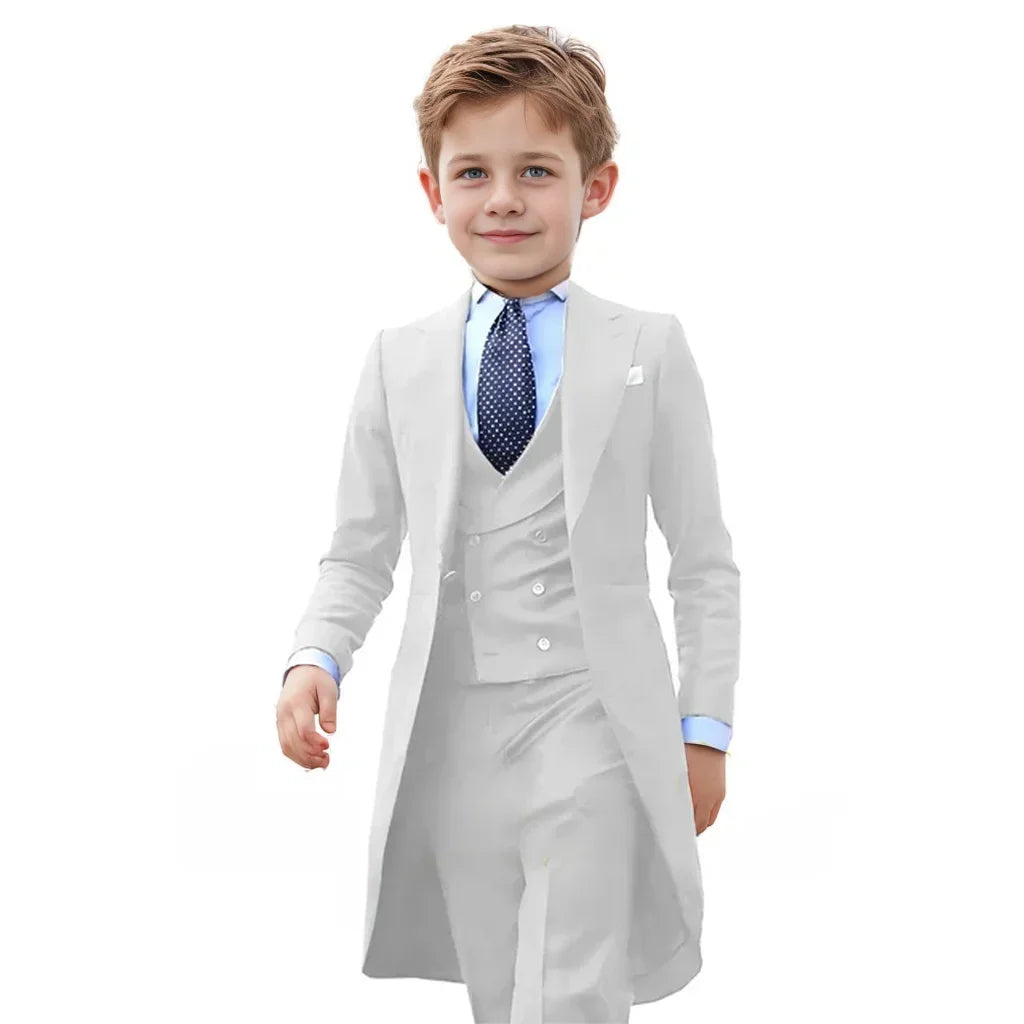 Ensemble de costumes formels pour garçons de 3 à 16 ans, 3 pièces, smoking à fleurs pour mariage, tenue de fête pour hommes, costume pour enfant, Blazer, pantalon, gilet