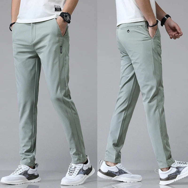 5 couleurs printemps été Ultra-mince hommes Stretch mince pantalon droit décontracté de haute qualité mode respirant Golf sport pantalon