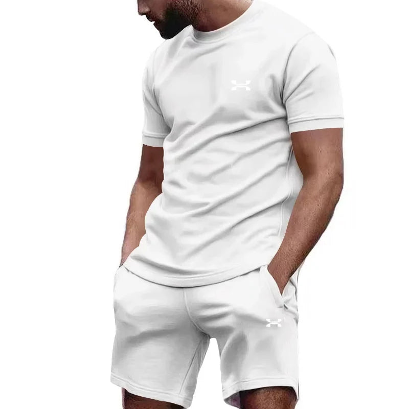 Nouveau été hommes décontracté shorts à manches courtes 2 pièces ville rue mode T-shirt shorts costume hommes cool course offre spéciale