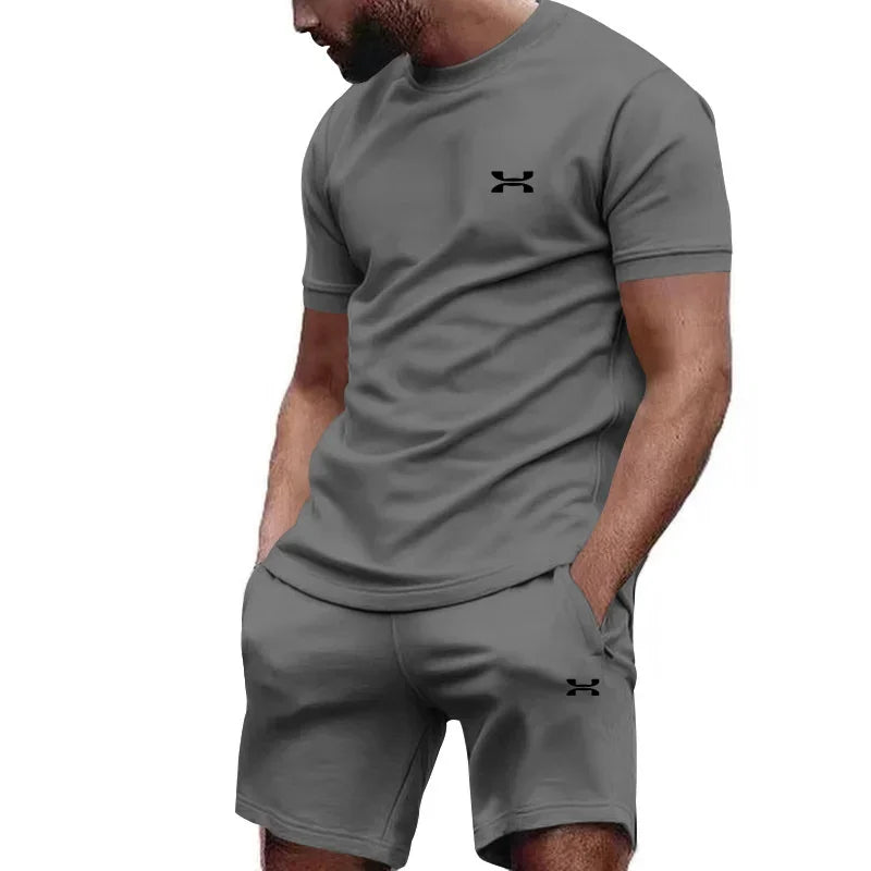 Nouveau été hommes décontracté shorts à manches courtes 2 pièces ville rue mode T-shirt shorts costume hommes cool course offre spéciale