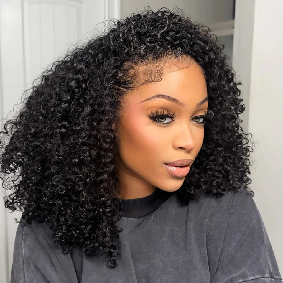 ISEE Hair – demi-perruque 3 en 1, cheveux naturels crépus bouclés, bandeau amélioré, sans colle, avec cordon de serrage, Clip sans couture, rabattable
