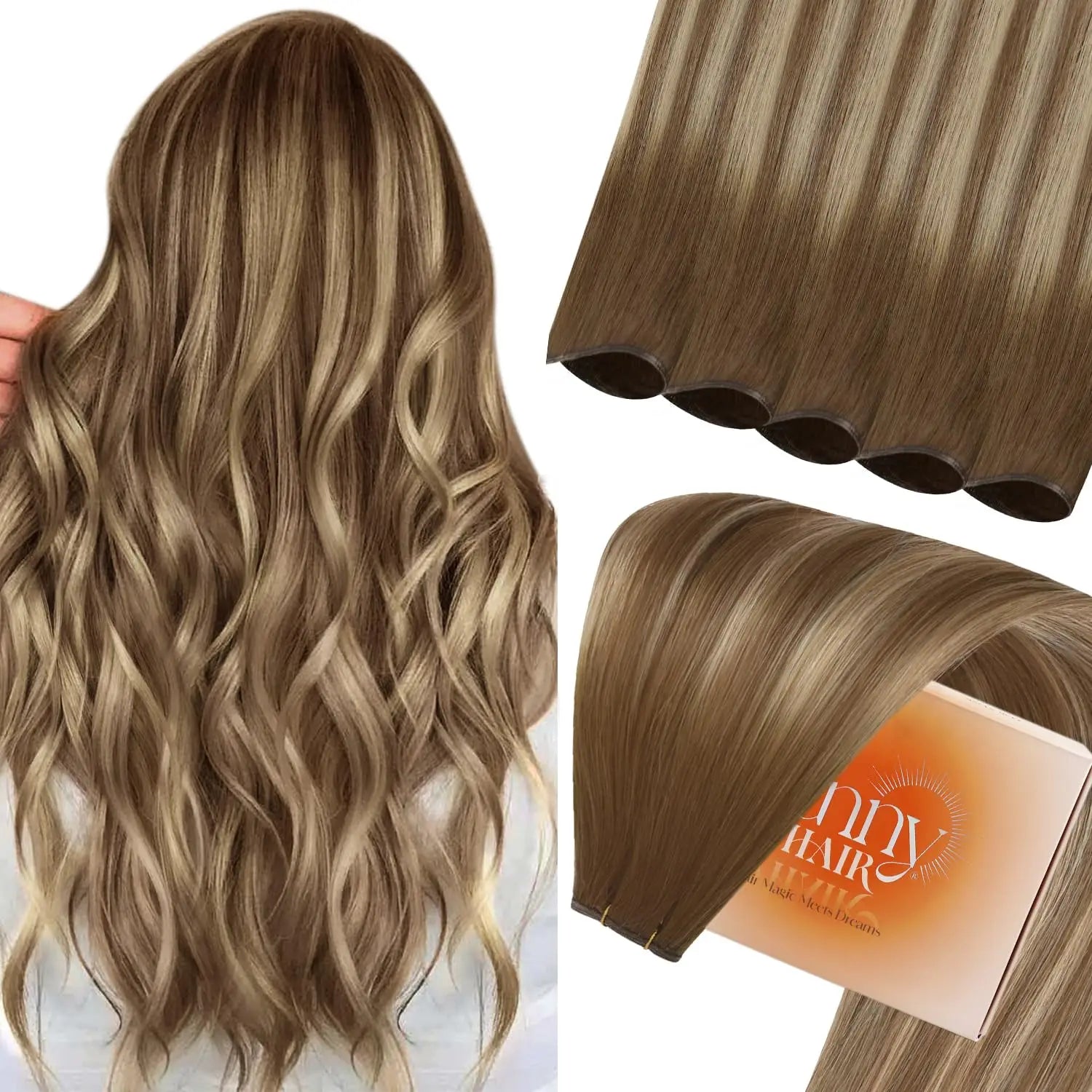 Sunny Hair Genius trame Extensions de cheveux cheveux humains coudre dans les Extensions génie trames de cheveux humains cheveux brésiliens pour les femmes