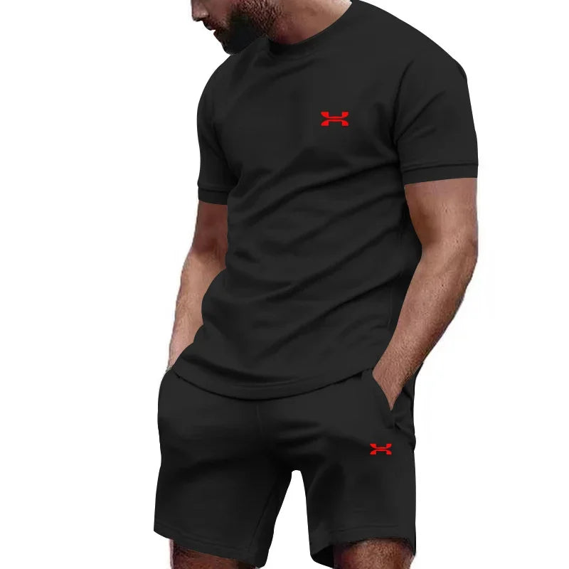 Nouveau été hommes décontracté shorts à manches courtes 2 pièces ville rue mode T-shirt shorts costume hommes cool course offre spéciale