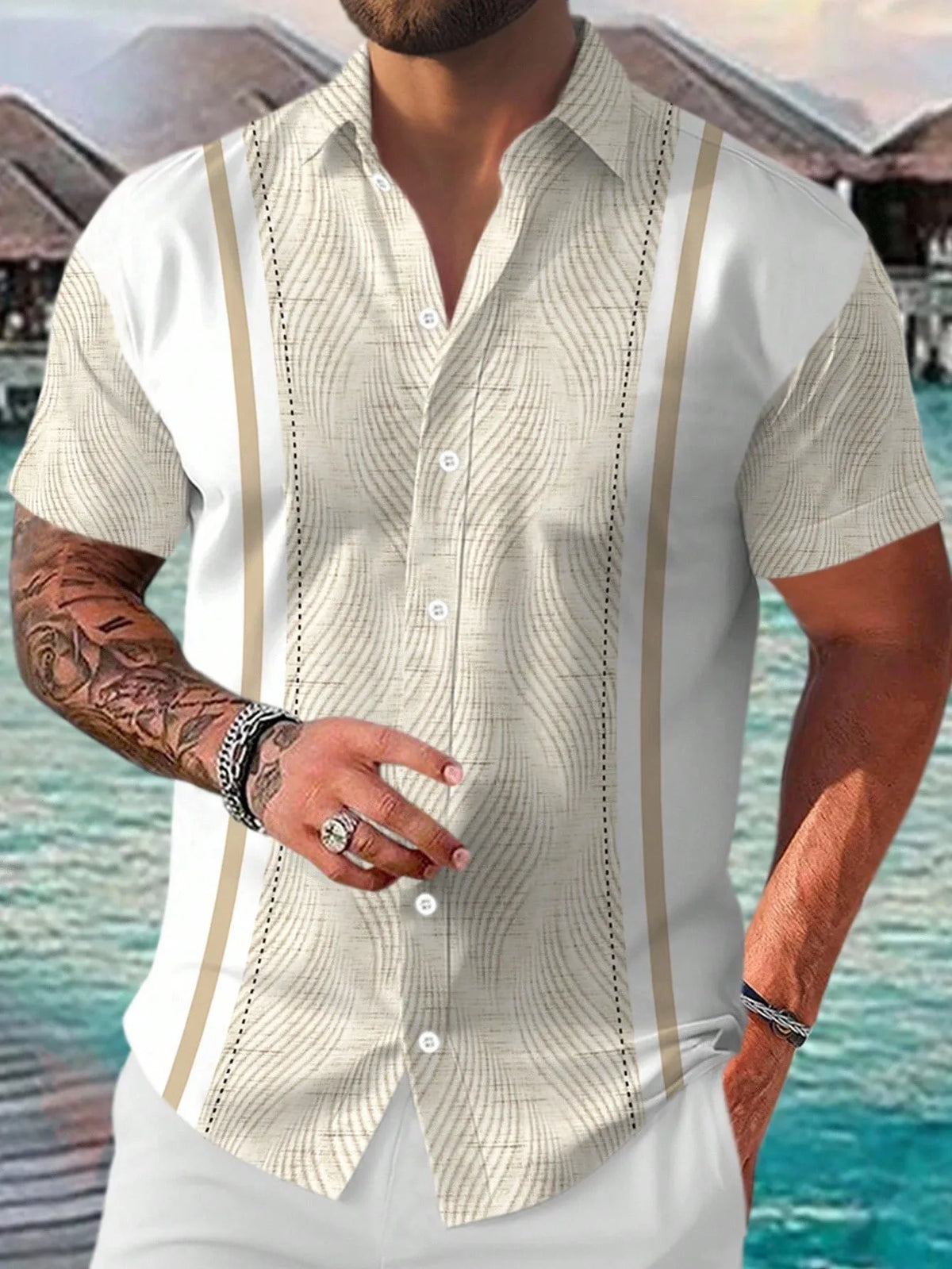 La nouvelle chemise à manches courtes pour hommes pour l'été 2025 est respirante, légère, décontractée et à la mode avec impression 3D