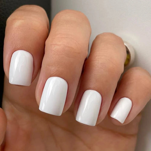 100 pièces blanc moyen carré faux ongles couverture complète acrylique artificiel faux ongles conseils femmes décoration des ongles 10 tailles presse sur les ongles