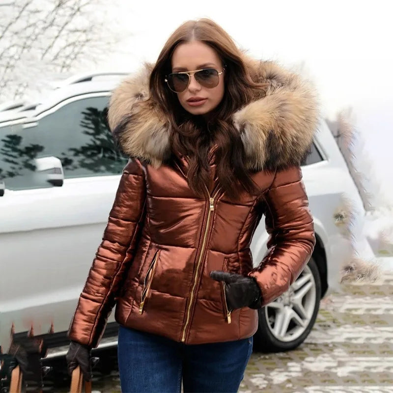 Veste à capuche en fourrure de couleur unie pour femme, Parka courte rembourrée en coton, à la mode, décontractée, nouvelle collection automne hiver