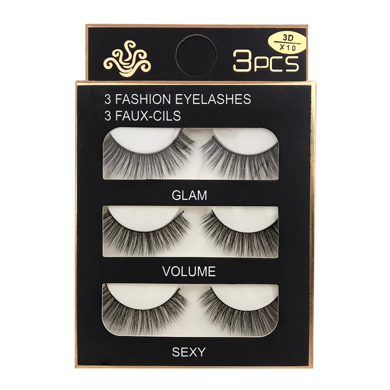 Faux Cils Naturels Longs en Vison 3D, Souples et Moelleux, fissuraminants, Faits à la Main, Outils de Maquillage pour les Yeux, 3 Paires