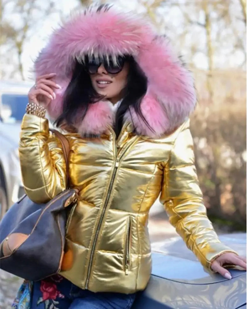 Parka épaisse pour femme avec col en fourrure et capuche, manteau d'hiver 2026, veste courte décontractée à fermeture éclair pour femme, vêtement d'extérieur chaud et matelassé en coton, tendance