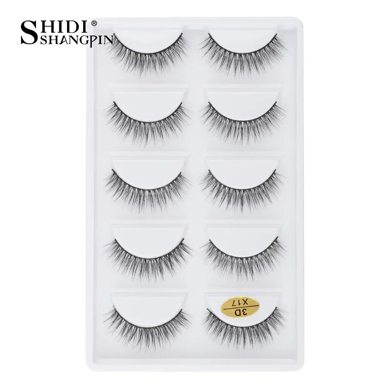 Cils 3D en faux vison X05, cils postiches volumineux et légers, 5 paires réutilisables, cils doux et volumineux, aspect naturel pour le maquillage quotidien et les soirées