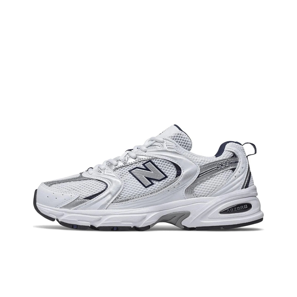 New Balance NB 530 Textile, chaussures de course décontractées en cuir artificiel à tige basse pour la ville, unisexe, blanc argenté