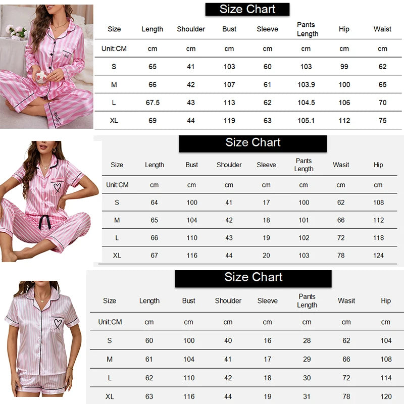 Pyjama en Satin imprimé à rayures pour femmes, Victoria, manches longues, boutons, hauts et pantalons à revers, vêtements de nuit confortables, coupe décontractée, automne