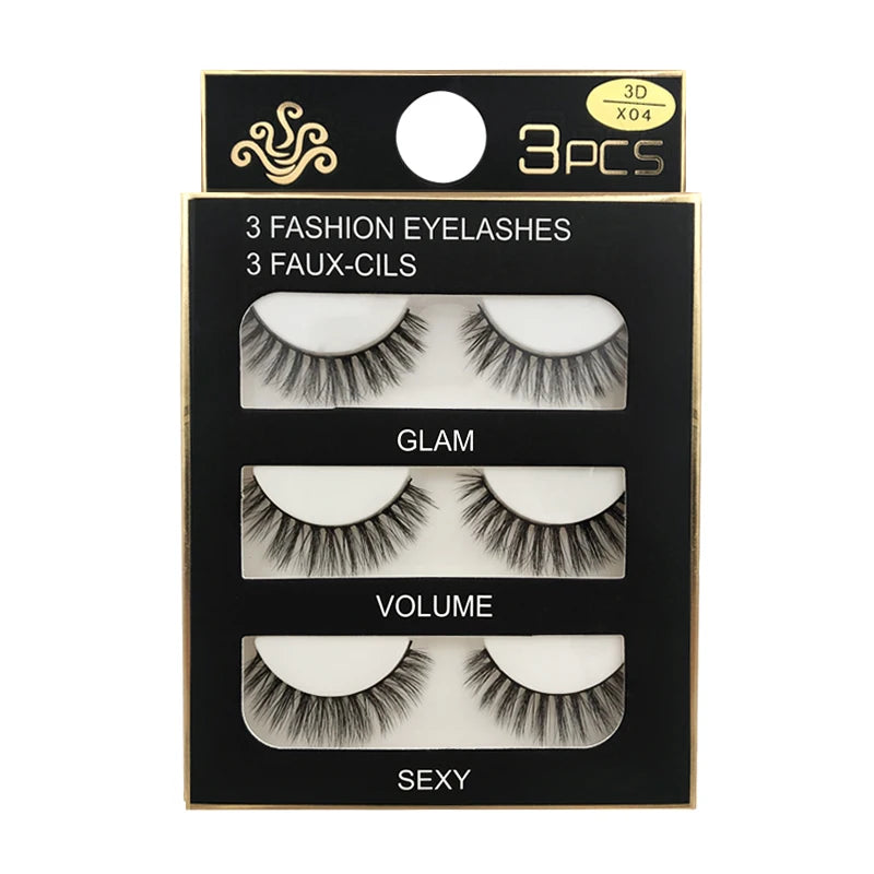 Faux Cils Naturels Longs en Vison 3D, Souples et Moelleux, fissuraminants, Faits à la Main, Outils de Maquillage pour les Yeux, 3 Paires