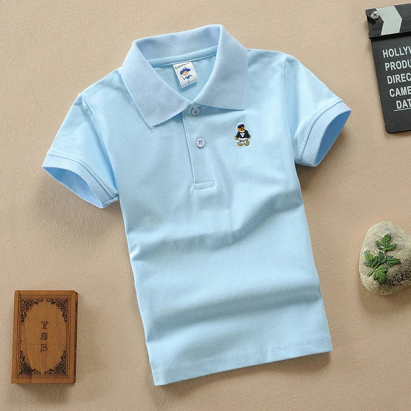 Enfants Polo T-Shirt été garçons à manches courtes t-shirts enfants vêtements mode adolescents vêtements de sport élastiques garçon fille dessin animé couverture en coton
