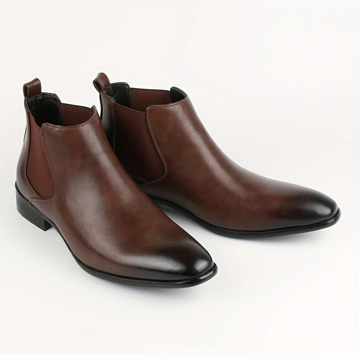 Bottines Chelsea en daim pour hommes, chaussures d'affaires en cuir à bout carré, bottes courtes à enfiler, grande taille, chaussures de styliste pour hommes