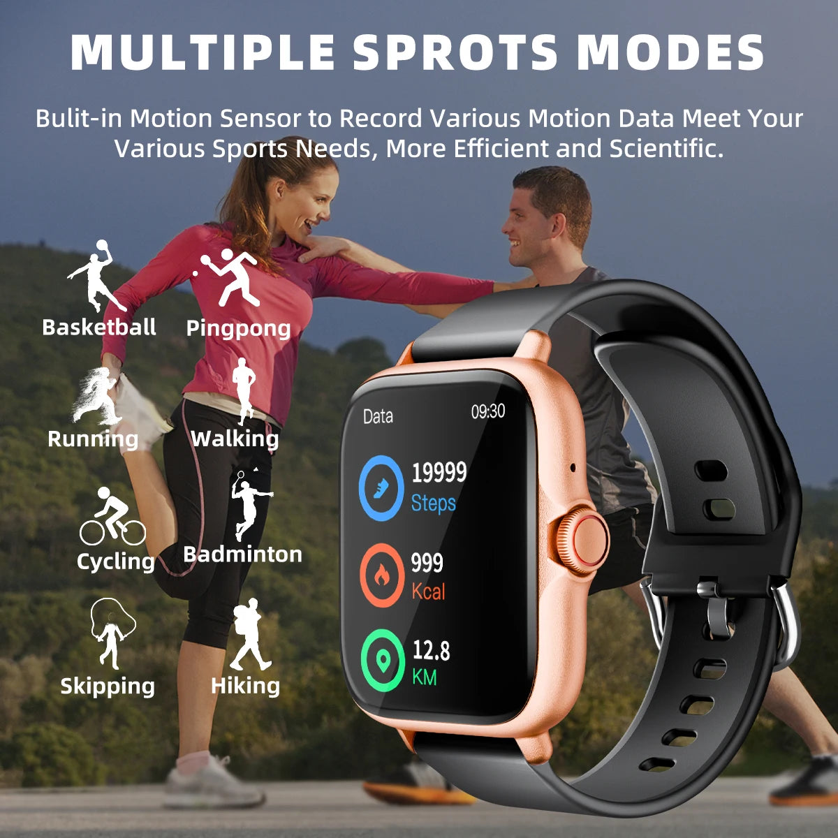 Montre intelligente étanche avec podomètre pour iPhone et Android, réponse à un message, surveillance du sommeil, informations et diag, sport, en effet, 1.83