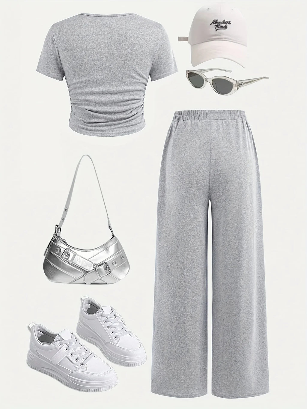 Ensemble décontracté à manches courtes pour filles : tenue d'été pour filles, t-shirt décontracté à col rond de couleur unie avec boutons décoratifs et pantalon ample à jambes droites, ensemble 2 pièces adapté aux