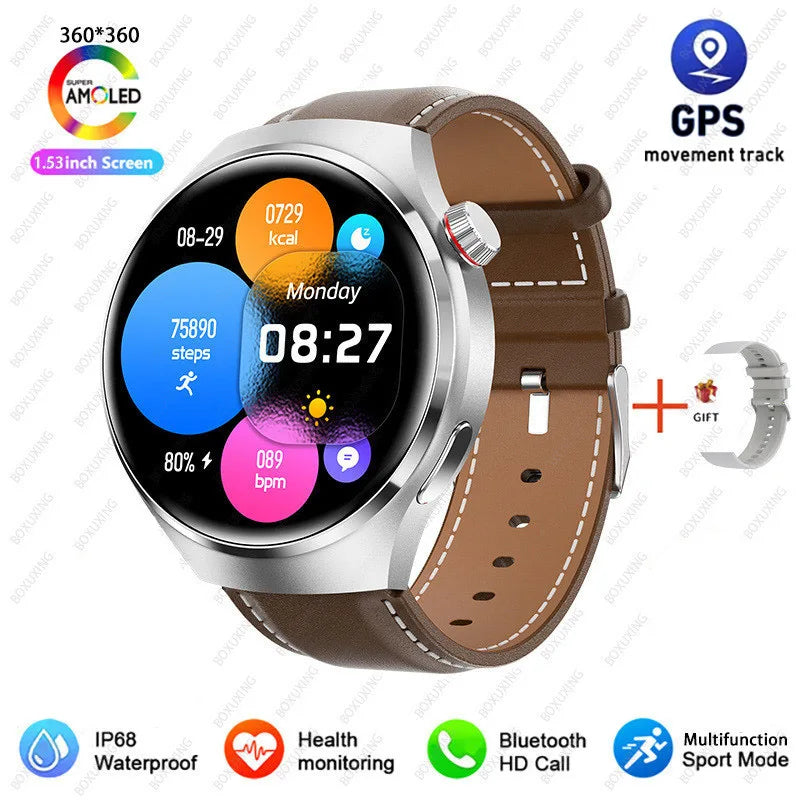 Nouvelle Montre Connectée GPS 4 Pro 2026 pour Hommes, Écran AMOLED 360*360, Fréquence Cardiaque, Appel Bluetooth, Étanche IP68, Montre Intelligente Sportive pour Homme