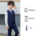 Garçon Plaid gilet Blazer enfants gilet vêtements de mariage ensemble enfant en bas âge robe formelle costume enfant broche chemise pantalon bébé messieurs tenue