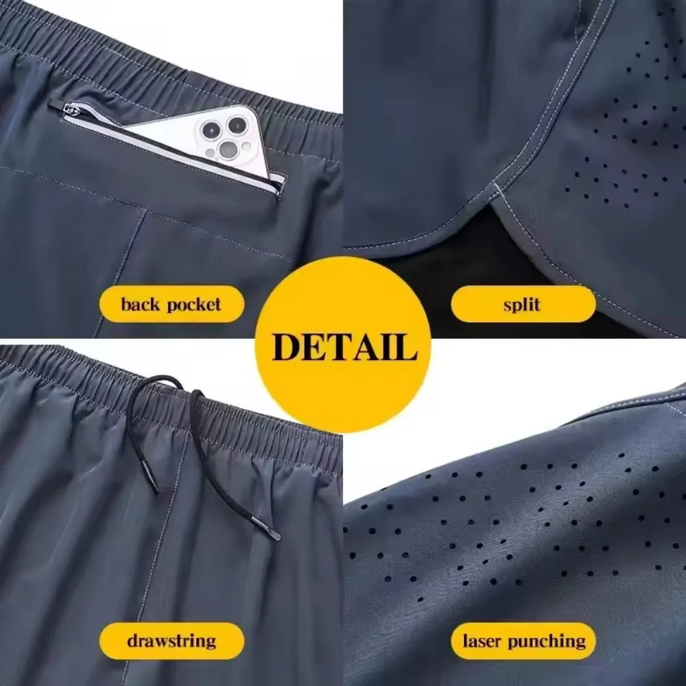Nouveaux shorts d'été 2 en 1 pour hommes, pantalons de plage double couche, pantalons de sport respirants et à séchage rapide