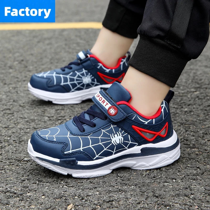Chaussures de sport confortables pour garçons, baskets de course légères et antidérapantes pour l'extérieur, motif araignée de dessin animé pour enfants