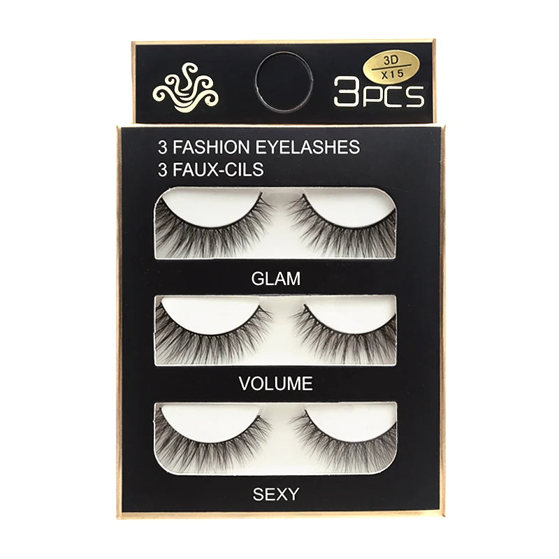 Faux Cils Naturels Longs en Vison 3D, Souples et Moelleux, fissuraminants, Faits à la Main, Outils de Maquillage pour les Yeux, 3 Paires