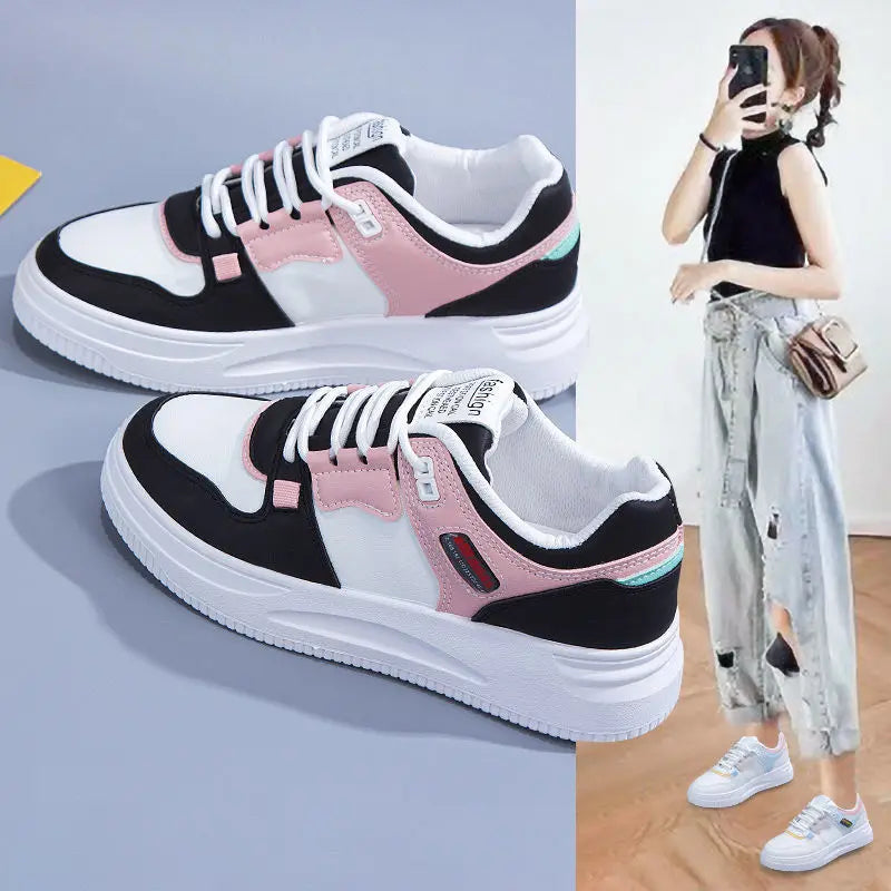 2023Women baskets en cuir PU chaussures pour femmes plate-forme blanche baskets décontractées printemps été femme conseil chaussures plates dames formateurs