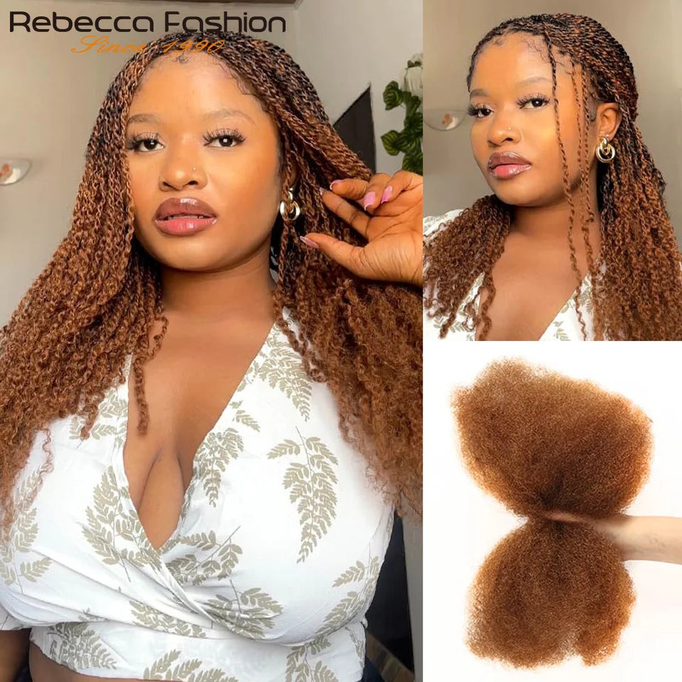 Cheveux humains bouclés afro en vrac pour tressage QVR Remy, sans fixation, doux et légers, parfaits pour les tresses et les torsades