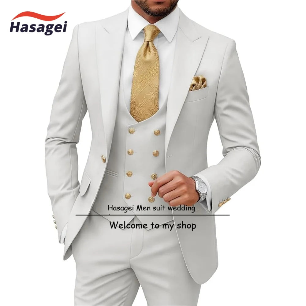 Costumes pour hommes 3 pièces, coupe ajustée, pour mariage, bal de promo, smoking, costumes formels pour hommes d'affaires
