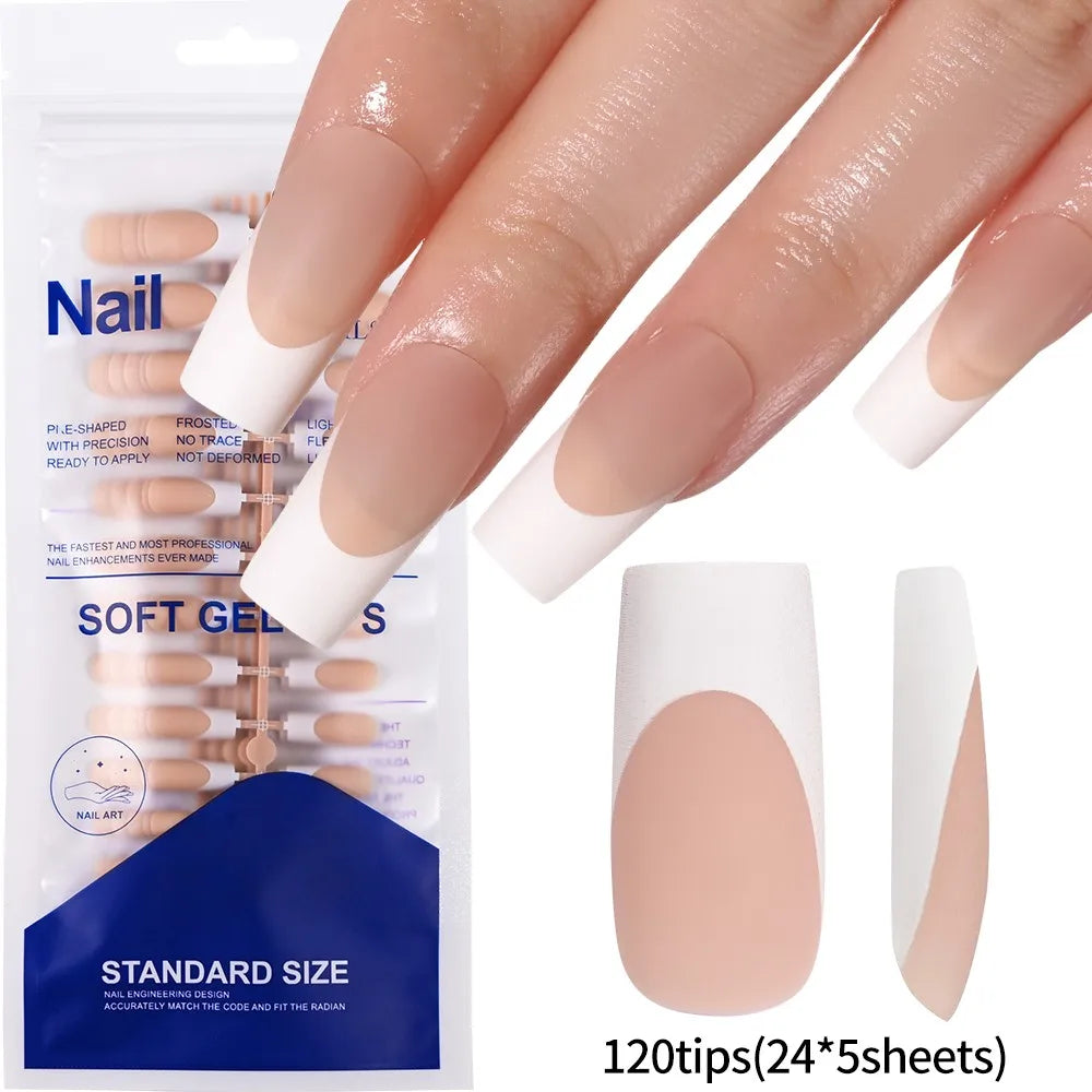 100 pièces blanc moyen carré faux ongles couverture complète acrylique artificiel faux ongles conseils femmes décoration des ongles 10 tailles presse sur les ongles