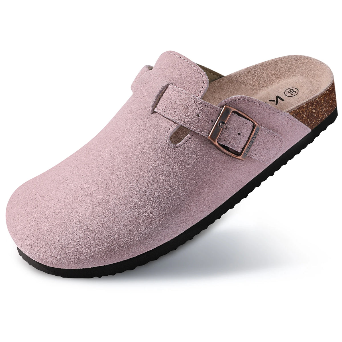 Comwarm – Mules en daim pour femmes, pantoufles, sabots pour hommes, sandales à semelle intérieure en liège avec Support d'arc, diapositives de plage en plein air, chaussures de maison