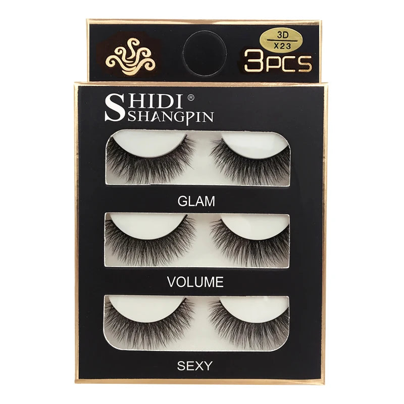 Faux Cils Naturels Longs en Vison 3D, Souples et Moelleux, fissuraminants, Faits à la Main, Outils de Maquillage pour les Yeux, 3 Paires