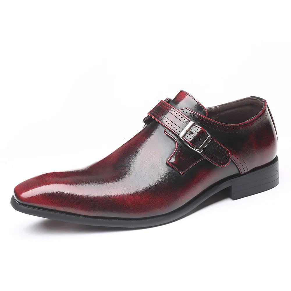 Boucle de ceinture chaussures pour hommes mode chaussures habillées à talons bas britannique grande taille en cuir chaussures antidérapantes mâle costume formel chaussure Homme