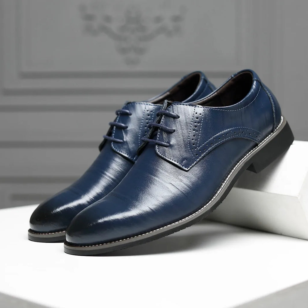 Bleu hommes Oxfords chaussures britanniques en cuir chaussures à la main confortable robe formelle chaussures plates pour homme à lacets Bullock chaussures d'affaires pour hommes