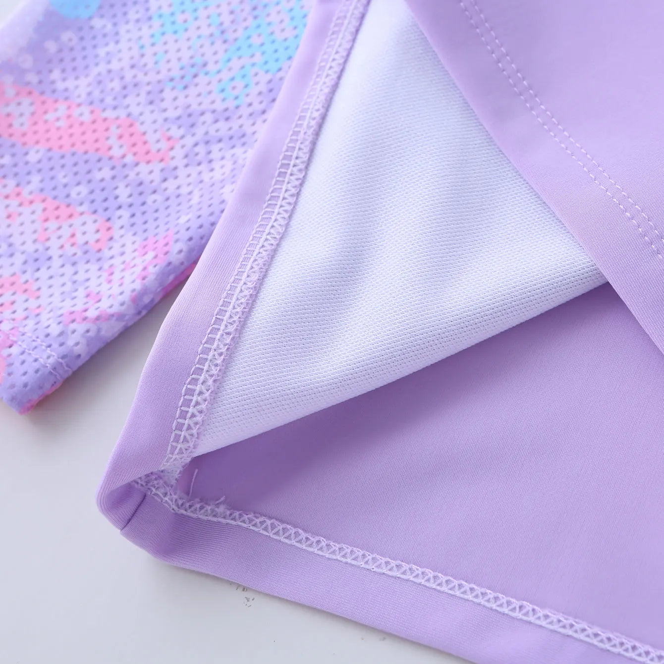 Ensemble de maillot de bain trois pièces pour enfants, ensemble de maillot de bain violet, manches longues et pantalon long