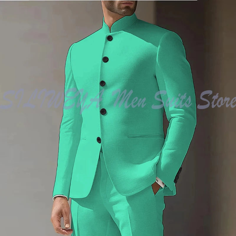 Costume Homme Blanc en Lin, Simple Boutonnage, 2 Pièces (Veste et Pantalon), pour Occasions Spéciales, Formel, Personnalisable, Vêtement Masculin Tendance Classique 2025