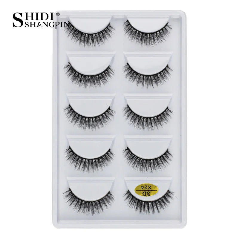 Cils 3D en faux vison X05, cils postiches volumineux et légers, 5 paires réutilisables, cils doux et volumineux, aspect naturel pour le maquillage quotidien et les soirées