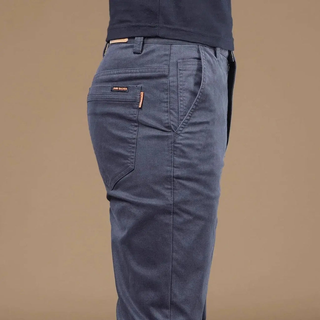 Pantalon décontracté homme été 2026 en coton fin, tendance, polyvalent, élastique, léger, pour le travail ou formel, coupe slim droite