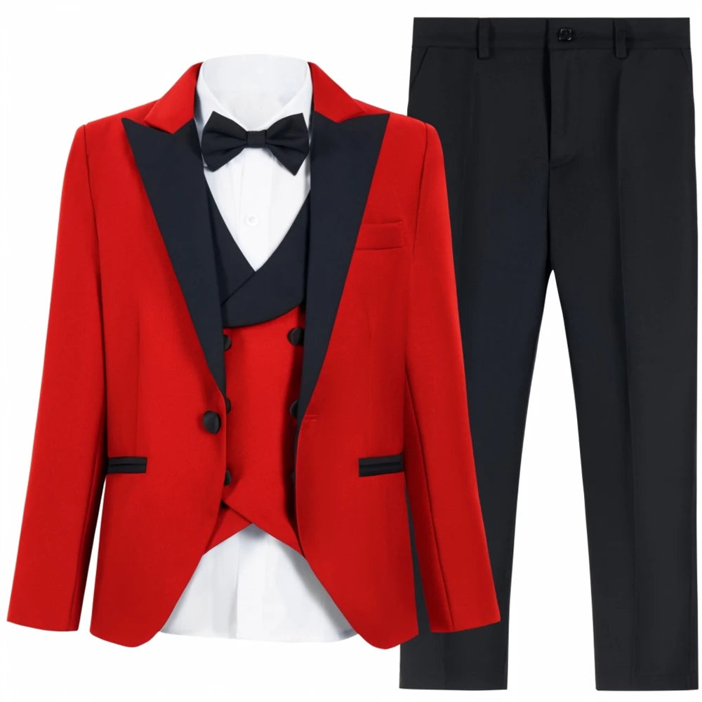 DTLumika – ensemble de costume de marque pour garçons de 3 à 14 ans, veste de costume classique à col noir, gilet et pantalon, ensemble avec nœud papillon, costumes de fête de Communion pour tout-petits