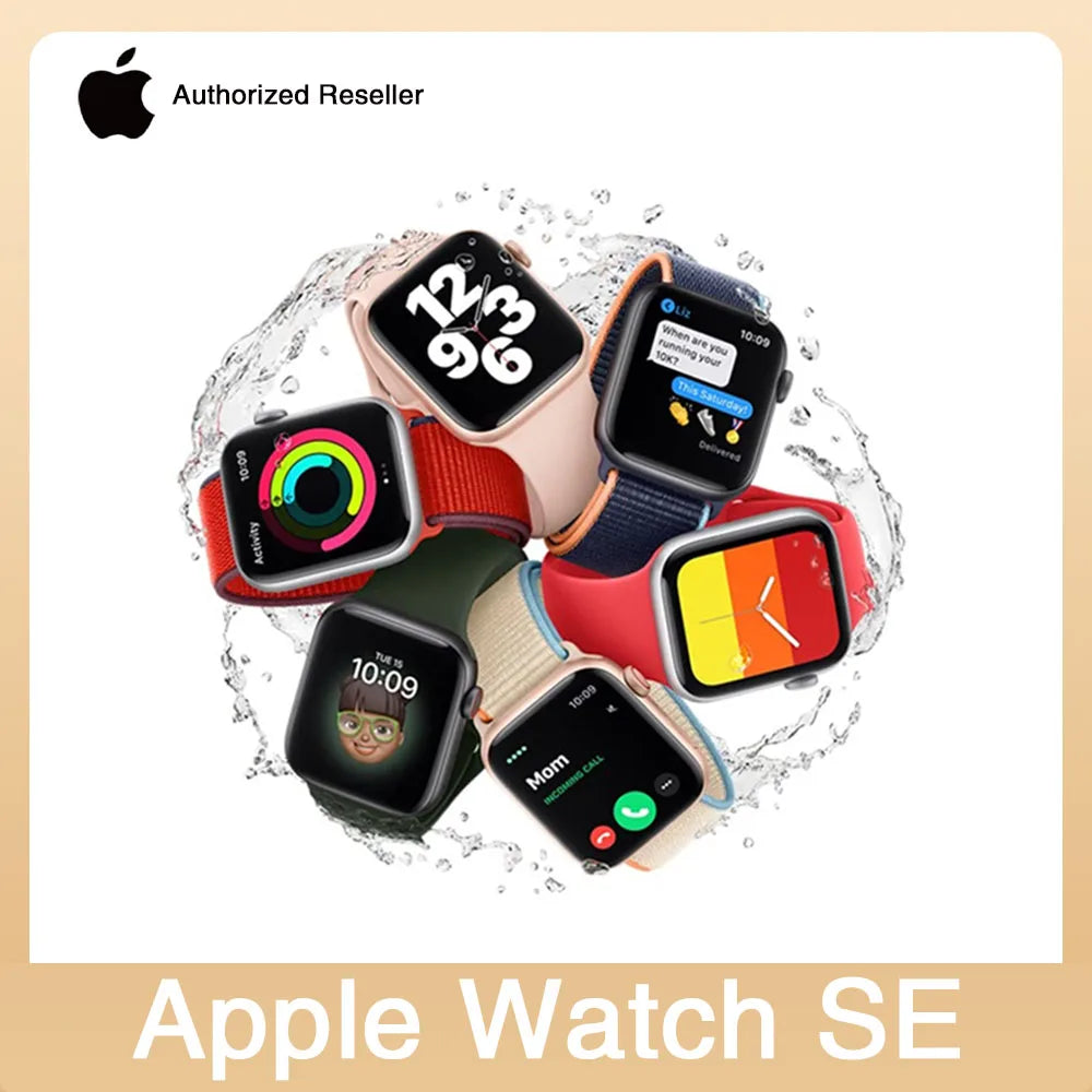 Apple Watch SE Boîtier en aluminium avec bracelet sport, montre intelligente iOS, 40mm, 44mm, renouvelé