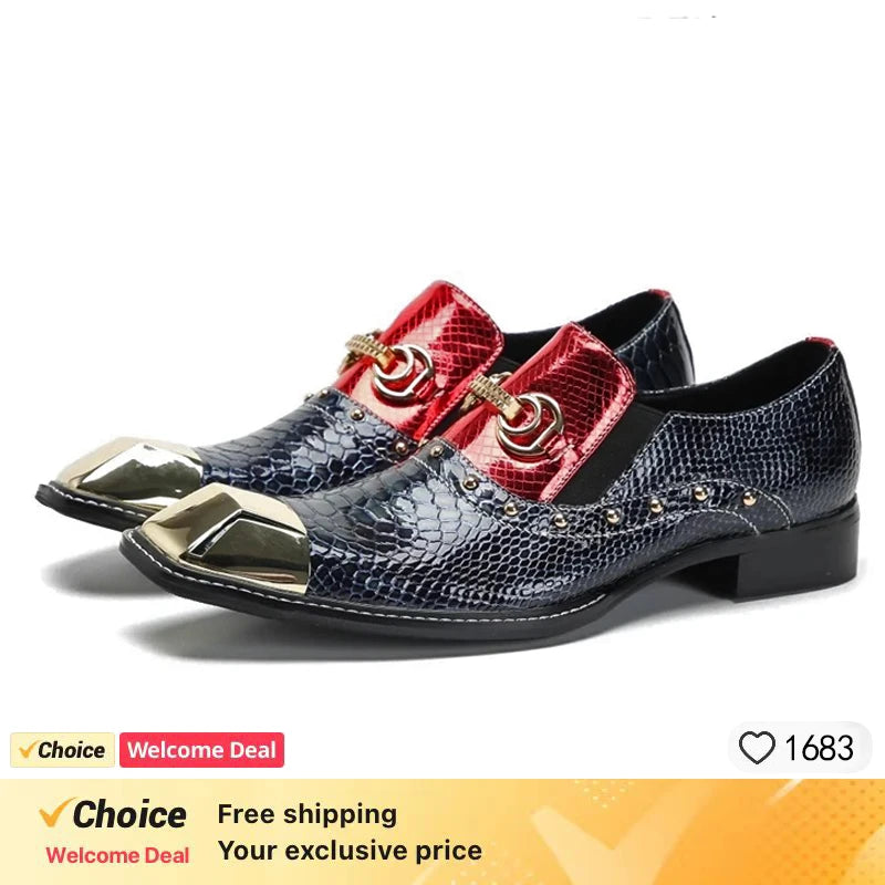 Chaussures de luxe pour hommes designer comme motif serpent chaussures habillées homme Gentleman Slip On Oxfords chaussures en cuir véritable pour hommes mode