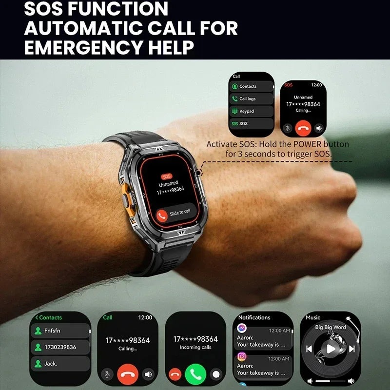 Montre connectée AMOLED de luxe, GPS réel, étanche 5ATM, tracker de fitness, montre intelligente, moniteur de santé sportive, montres pour homme iOS Android