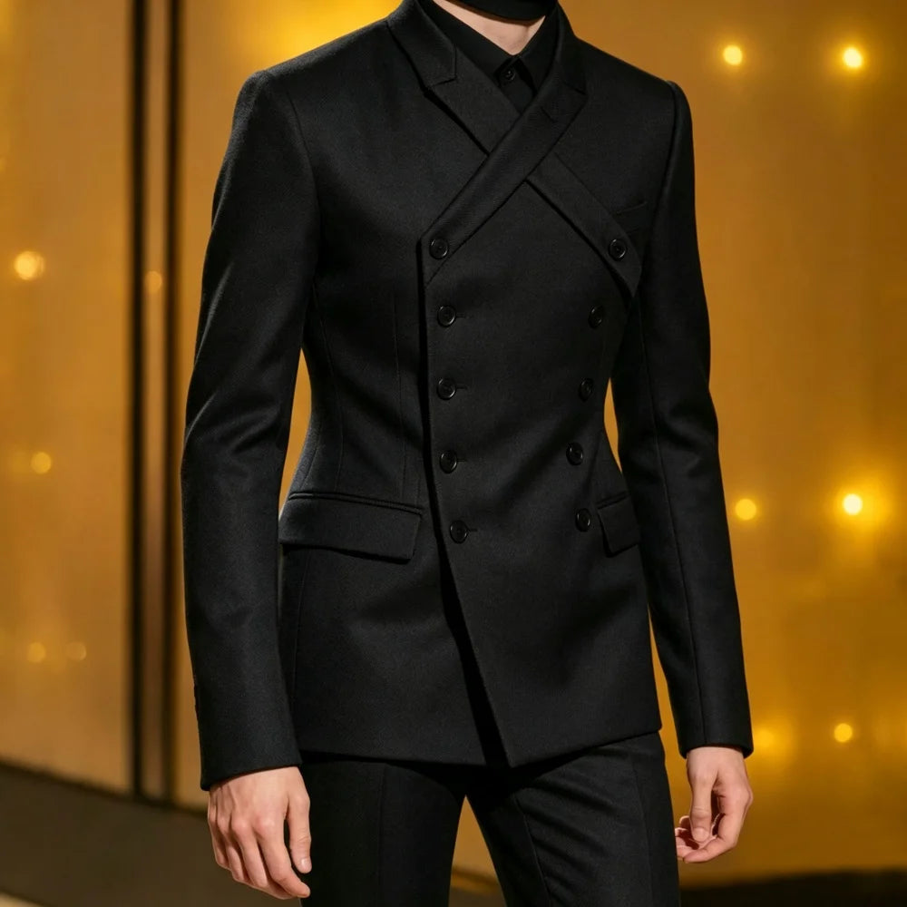 Costume Homme Sur Mesure Croisé à Double Boutonnage Design X, Ensemble 2 Pièces (Blazer et Pantalon) pour Mariage, Bal de Promo, Marié 2026